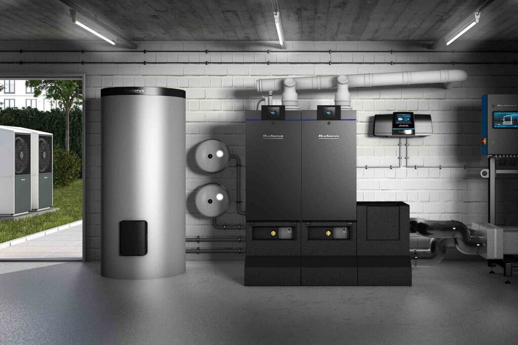 Grafisch digitales Schaubild einer Buderus Heizungsanlage in Einbausituation