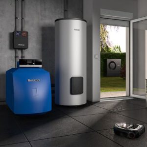 Grafisch digitales Schaubild einer Buderus Heizungsanlage in Einbausituation